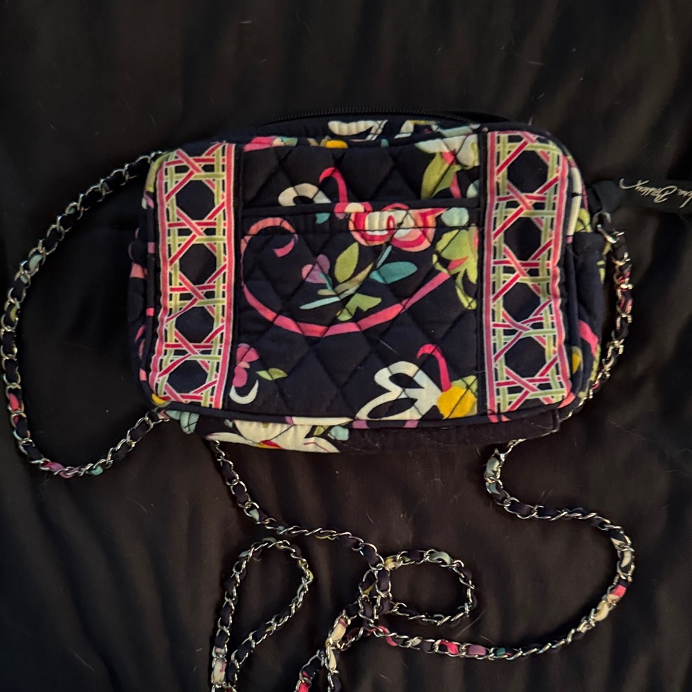 Vera Bradley Floral Quilted Crossbody Bag. Unique Chain Strap